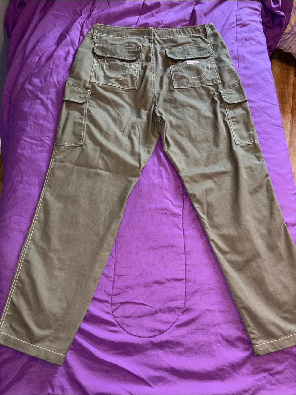 True Religion Olive Straight-Leg Cargo Pants